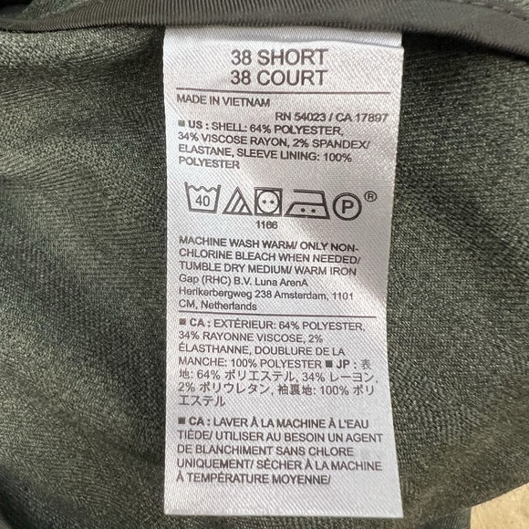 Banana Republic Blazer Mens 38S Short Slim Fit Polyester Blend Stretch Green - Picture 10 of 13